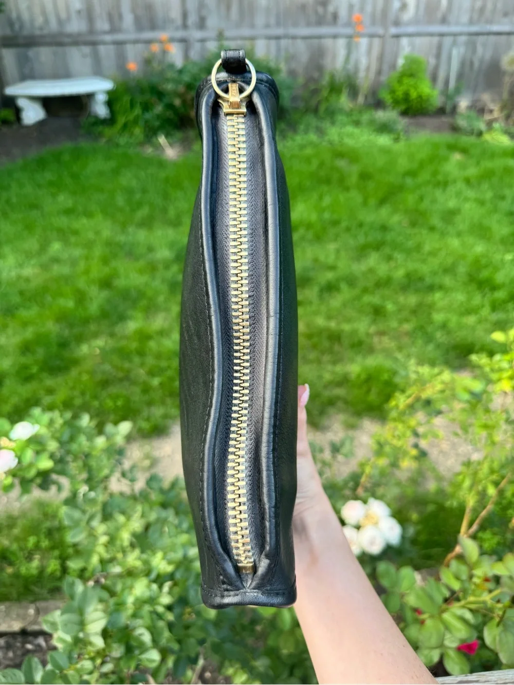 Coach Vintage Basic Bag Zippered Clutch NO Strap Black Leather #9455